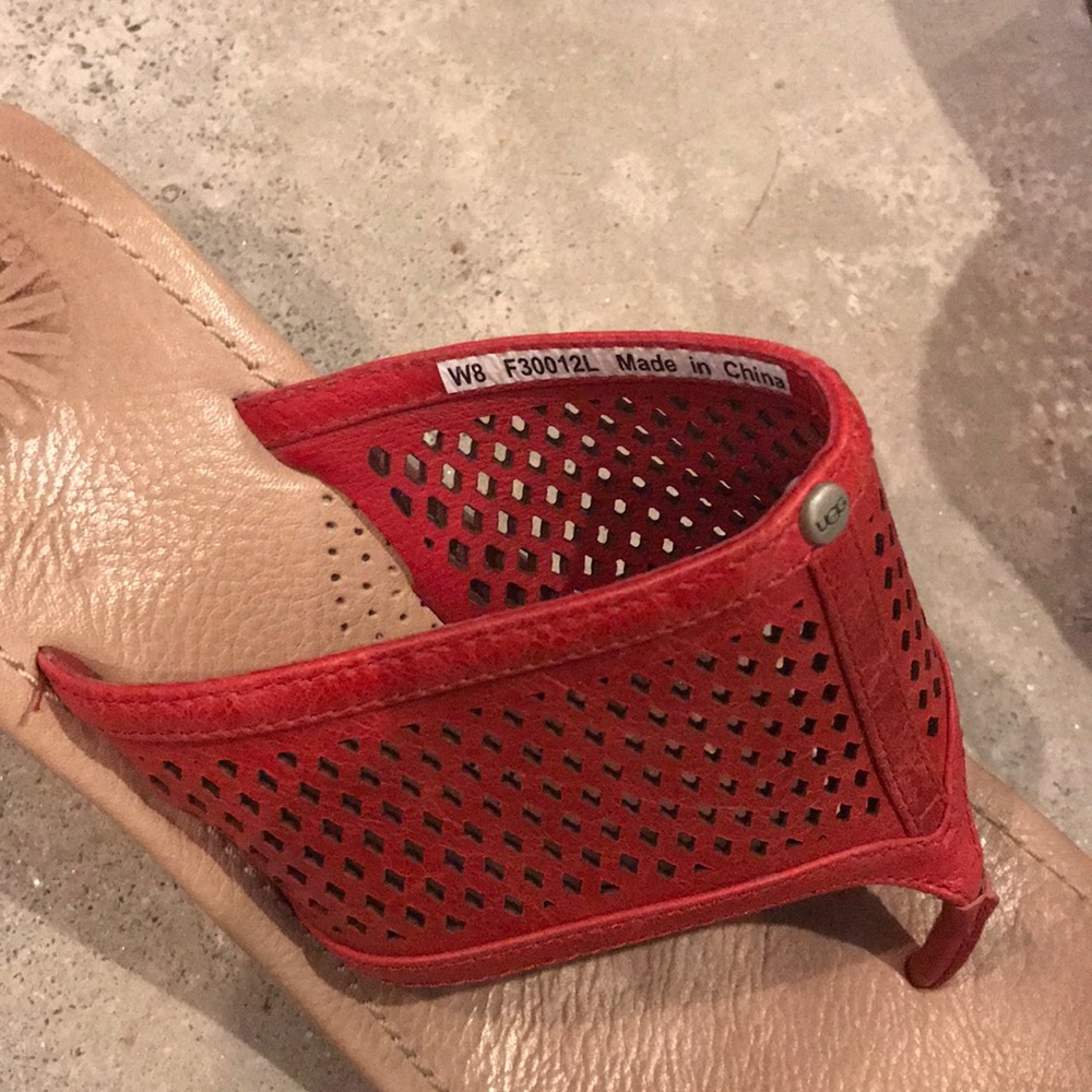 Leather Ugg wedges in a beautiful coral color